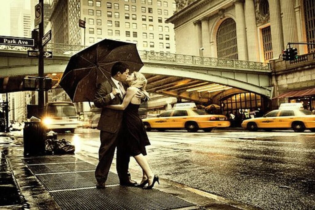 A kiss at Grand Central Terminal