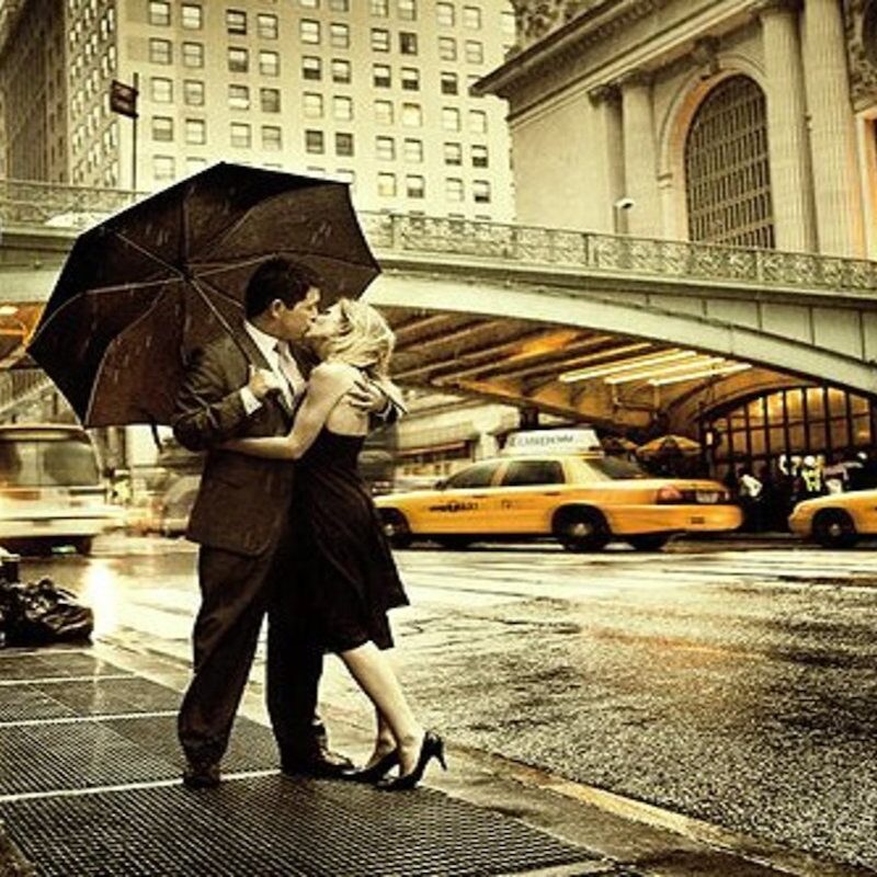 A kiss at Grand Central Terminal